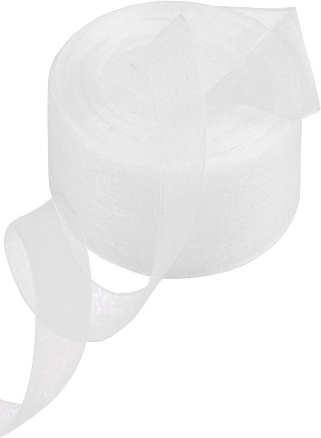 IMPRINT Sheer Organza Chiffon Ribbon | 1 Inch | 35 Meters | Roll | White - Image 2